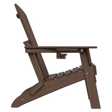 Plawdlik Folding Adirondack Chair Set of 6 with Cup Holder，Wooden Textured ，Heavy All-Weather HDPE Comfortable Set Poolside Backyard Lawn, Coffee