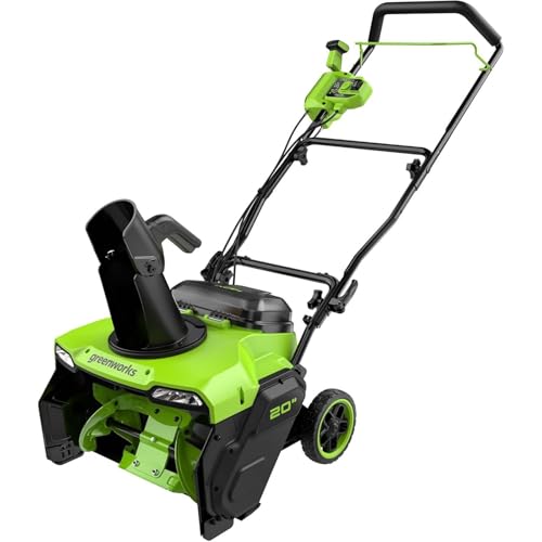 EXSHUING Electric Snow Thrower, Cordless Snow Blower with 3500w Brushless Motor, Clears 20-Inch (50 Cm) Wide & 10-Inch (25 Cm) Deep Snow for Driveways, Sidewalks, Includes 2 Batteries
