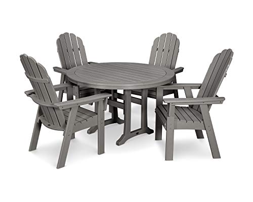 Polywood Vineyard Adirondack 5-Piece Nautical Trestle Dining Set Slate Grey