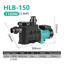 2023 New Self-Priming Circulating Filter Pump 2 Inch/50mm for Freshwater Seawater in Fish Ponds Swimming Pools and Baths (Color : HLB-100 1HP, Size : 2-2-0)