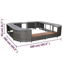 Grey Square Spa Surround with PE Rattan Powder-Coated Steel and Solid Acacia Wood for Hot Tub Outdoor Relaxation Zone Durable Water-Resistant Modern Design Easy to Clean