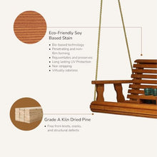 Porchgate Amish Heavy Duty 800 Lb Rollback Console Treated Porch Swing with Hanging Ropes (Cedar Stain)