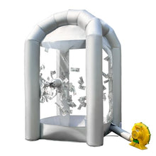 OZIS 8.2x5.2x5.2Ft Inflatable Money Machine Booth with Blower Inflatable Cash Cube Booth for Business Party(Silver)
