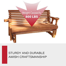 Amish Casual Heavy Duty 800 Lb Roll Back Pressure Treated Porch Glider with Cupholders (5 Foot, Cedar Stain)