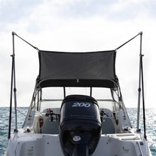 Oceansouth Hard Top Stern Shade Extension Kit | Heavy Duty Marine Rear Shade Extension with Atlas Marine Fabric - Gray (Size 9 - Length 8.5' x Width 7.5')