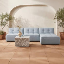 Moe's Home Collection Sunseeker Outdoor Slipper Chair, Low Lounge Profile, Polyester Upholstery, Quick-Dry Foam, Aluminum Frame, Light Blue