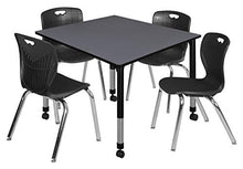Regency Height Adjustable Mobile Classroom Table Set with 18" Andy Chairs Grey/Black