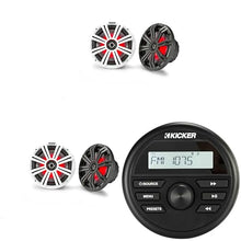 KICKER KMC2 Marine Receiver & 2 Pair 45KM84L 8" LED Speakers Bundle
