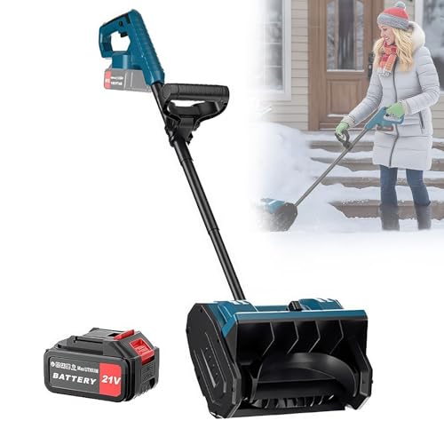 Electric Snow Thrower, Cordless Snow Shovel with Brushed Motor,Lightweight Design, for Walkways, Stairs, Driveway Onebattery