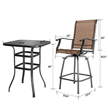 UKN Patio Furniture Iron 3-Piece Bar Set Black Modern Contemporary Square Weather Resistant