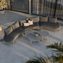 Modway Porta 5-Piece Outdoor Modular Sofa Set in Charcoal Anthracite – Patio Conversation Set with Outdoor Nesting Coffee Tables with Aluminum Frames, Woven Rope, and Cushions