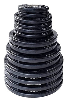 French Fitness Rubber Grip Weight Plate Set w/7 ft Olympic Bar 395 lbs + Bench