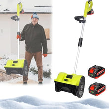 Cordless Snow Shovel Kit - Lightweight Brushless Snow Removal Tool with 32cm Cleaning Width, Electric Snow Blower for Driveway, Patio, Deck, Sidewalks, Stairs & Dog Path Green Two Battery