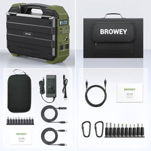 BROWEY 1600W (3200W Peak) Portable Power Station with 40W+120W Solar Panel