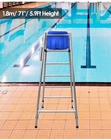 UMJIGF Stainless Steel Lifeguard Chair, for Pool, Lake and Beach, Portable Outdoor Barstool, with Comfortable Seat Tall, Perfect for Deck Patio.,Silver-H 180cm/71inch