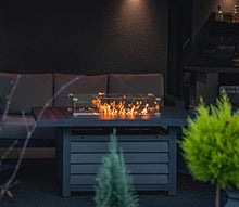 Wisteria Lane 4-Piece Aluminum Patio Furniture Set with 54-Inch Propane Fire Pit Table Dark Grey