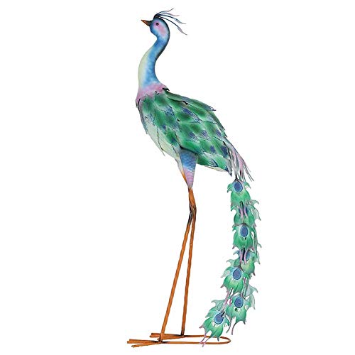 AKSHVA Outdoor Statues for Garden, Front Porch Wrought Iron Peacock Sculpture, Garden Statue Animal Retro Living Room Balcony Courtyard Terrace Flower Gardening Decoration Ornaments (Color : B)