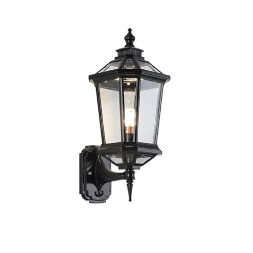 Black Solar Energy Gardens Wall Sconces Mount Sconce Porch Lights Waterproof Outdoor Glass Lantern for House Garage Exterior Patio E26/E27 Socket(D)