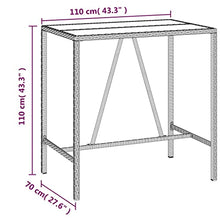 Fisinber 5 Piece Outdoor Bar Set Grey PE Rattan Rectangular Table 43.3" with 4 Stools & Footrest, Modern Design, Powder-Coated Steel Frame for Garden Patio Balcony Dining or Small Backyard Gathering