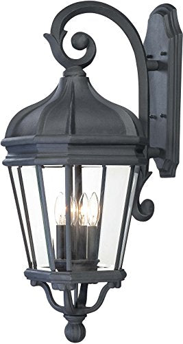 Minka Lavery Outdoor Wall Light 8693-66 Harrison Cast Aluminum Lantern 240 Watts Black