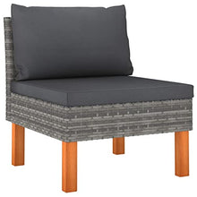 KPOUTRFG Modern Grey Poly Rattan Footstool with Eucalyptus Wood for Outdoor Use, Washable Cover Footstool for Comfortable Seating and Relaxation on Garden Patio Balcony, Grey for Outdoor