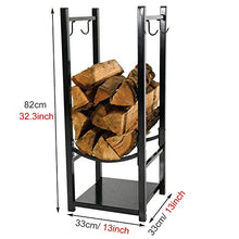 WXPWAMZ Firewood Rack Firewood Racks 2 Tier Fireplace Logs Storage Stand with Hanging Hooks, Tall 32. 3Inch Indoor Outdoor Stacking Firewood Rack, Winter Fireside Firewood Holder