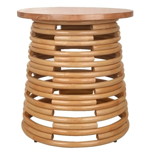 NPD Furniture Zeke Rattan Accent Table with Wood Top, Honey