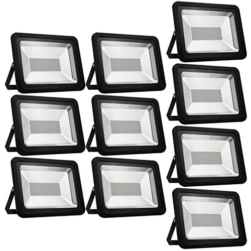 150W LED Floodlight Outdoor Waterproof Security Lights, 3200K Warm White Flood Light Work Lamp 15000LM Landscape Lighting for Garden,Warehouse,Garage,Yard,Sports Fields, 10 Pack