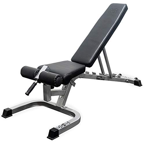 Valor Fitness Adjustable Bench with Leg Support - 7 Position Back Pad, 4 Position Seat Pad - DD-25 Adjustable Bench with Wheels