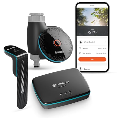 GARDENA Smart Sensor Control Set Water Controls; Smart: Data-Driven Irrigation, Smart Home Integration, Soil Moisture Sensor Included, High Quality Valve Technology, Frost Alarm (19045-20)