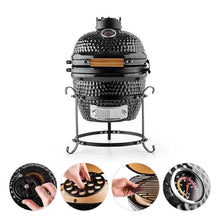 Outdoor Ceramic Grill, BBQ Smoker with Stainless Steel Grid Pan for Backyard Camping & Garden Party, Picnic(Green)