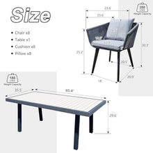 Astomi 9-Piece Outdoor Dining Set with Updated Longer Desk, All-Weather Resistant, Grey