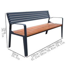yinxx240708 Heavy-Duty Outdoor Benchs Steel Community Wood Rest, Outdoor Bench with Backrest Seating Triple, for Home Balcony Patio Lounge Slatted Seat for Park, Yard & Porch(X-Large)