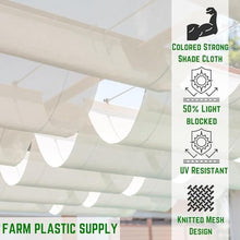 Farm Plastic Supply - White Shade Cloth - 50% - Mesh Fabric for Fence Privacy Screen, Garden Shade, Mesh Fence Screening, Shade Cloth Rolls, Wind Screen, White Shade Cloth (20' x 125')