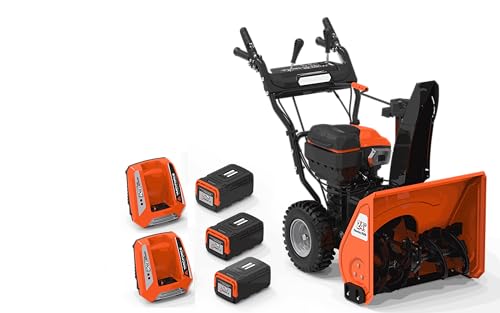 Yard Force YF120VRX24-SB 24-inch Dual Stage 120Volt Lithium-Ion Snow Blower with (3) 2.5Ah Batteries and (2) Fast Chargers