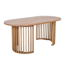 Christopher Knight Home Ada Acacia Wood Outdoor Dining Table, Patio Dinner Table for 6, Oval Dining Table with Vertical Slatted Leg for Garden, Spacious Table for Patio Furniture Set, Light Teak