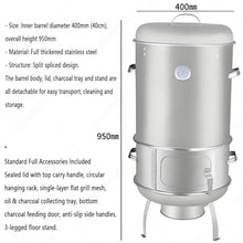 Smokers and Grills,Drum Smoker 40cm Diameter,Detachable Barrel