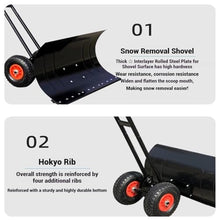 100cm Wide Snow Shovel with Wheels, Heavy-Duty Push Scoop for Snow Removal, Leaf Cleanup & Garden Use, Adjustable Ergonomic Handle & Non-Slip Grip, Efficient Clearing Tool