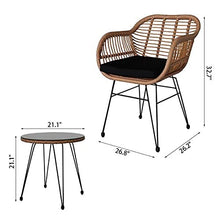 DUYHBAWRS 4 Pieces Patio Furniture Set Outdoor Garden Oshion 3 pcs Wicker Rattan Conversation with Tempered Glass Table