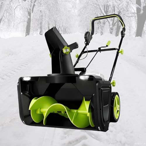 GSHSHOU Electric Snow Plow, Cordless Snow Blower, 180° Adjustable Direction, 50cm Width, 7.6m Throwing Distance, Built-in Light, for All Roads and Walkways