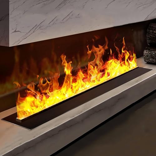 Multi-Colour RGB 3D Water Vapour Fireplace with Adjustable Brightness, Atomized Flame Effect, Automatic Water Refill, Remote and Touch Screen Control, Easy Install Design