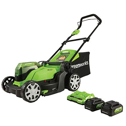 Greenworks 48V (24V x 2) 17in Push Lawn Mower, (2) 4.0 Ah Batteries Kit