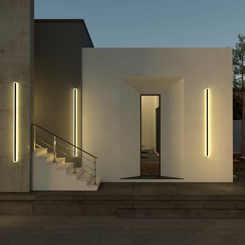 Ozarke Immense Modern Outdoor Wall Lamp - LED Exterior Linear Light Fixture, UL Listed Sconce Lighting for Garage, Patio, Front Door & Porch, Hard Wired, Warm 3000K Dimmable (80 inches)