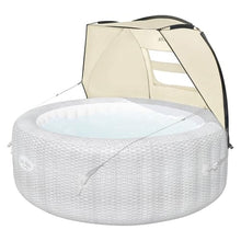 Bestway SaluSpa Sun Shade Canopy Bundled with Santorini SaluSpa Inflatable Outdoor Hot Tub with 180 Soothing AirJets and ColorJet LED Lights