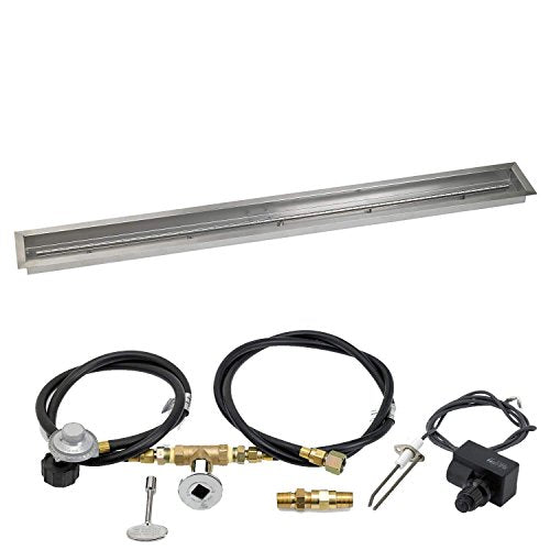American Fire Glass Spark Ignition Fire Pit Kit (SS-LCBKIT-P-72), Trough Pan, Propane Gas, 72x6-Inch