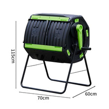 Garden Compost Bin, Outdoor Tumbling Composter, Integrated Sliding Double-Door Lid, Vent Design, Dual Chamber Waste Recycling Machine for Garden, Kitchen, Yard