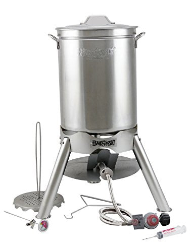 Turkey Deep Fryer Oversized 44 Quart Stainless Steel "GRAND GOBBLER" Kit By Bayou Classic for Oversized 25 lb Turkeys
