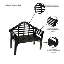 Plow & Hearth Weatherproof Lutyens Eucalyptus Wood Garden Bench | Foldable Patio Bench | Outdoor Furniture Seating for Porch Park Deck | Black