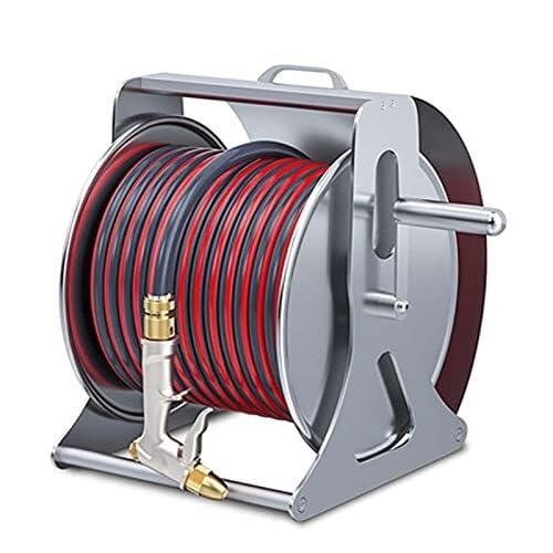 Stainless Steel Hose Reel with 30m Hose, Heavy Duty Outdoor Garden Water Pipe Holder for Lawn, Patio, and Farm – Portable and Wall-Mounted Design