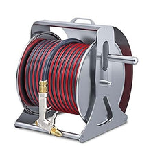Stainless Steel Hose Reel with 30m Hose, Heavy Duty Outdoor Garden Water Pipe Holder for Lawn, Patio, and Farm – Portable and Wall-Mounted Design